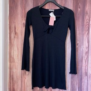 STR black knit long sleeve dress